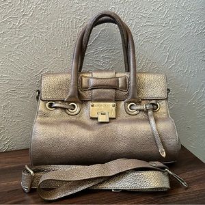 Jimmy Choo Metallic Gold Leather Rosalie Satchel with COA